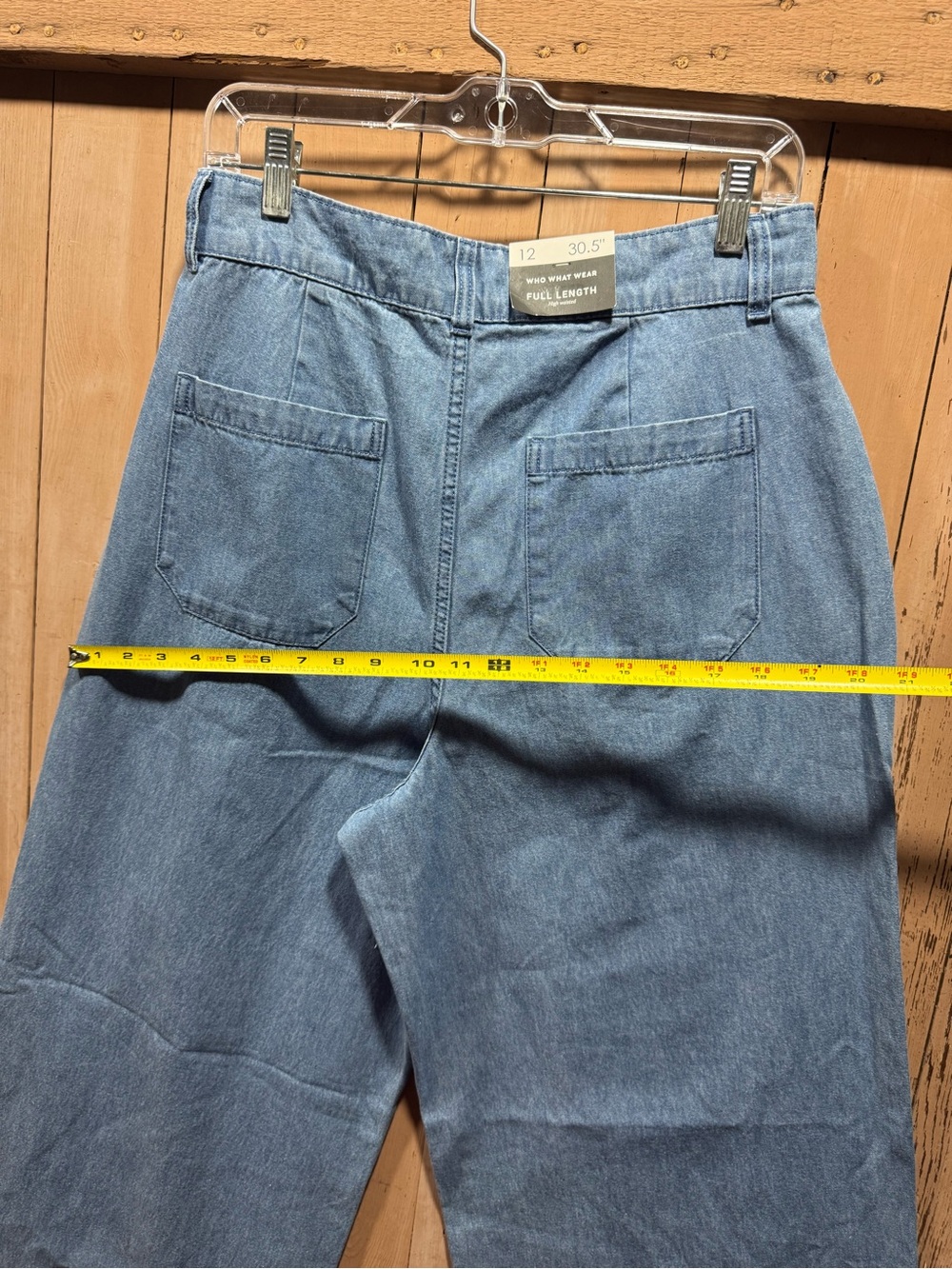 NWT Who What Wear High-Waist Full Length pleated chambray Denim Trousers - Picture 9 of 10